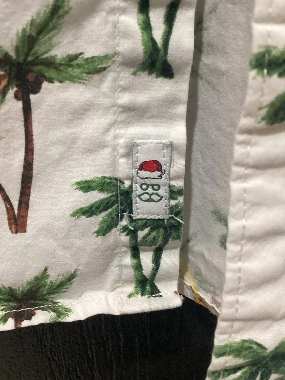 Denim and Flower Youth Tropical Palm Tree and Santa Short Sleeve Shirt